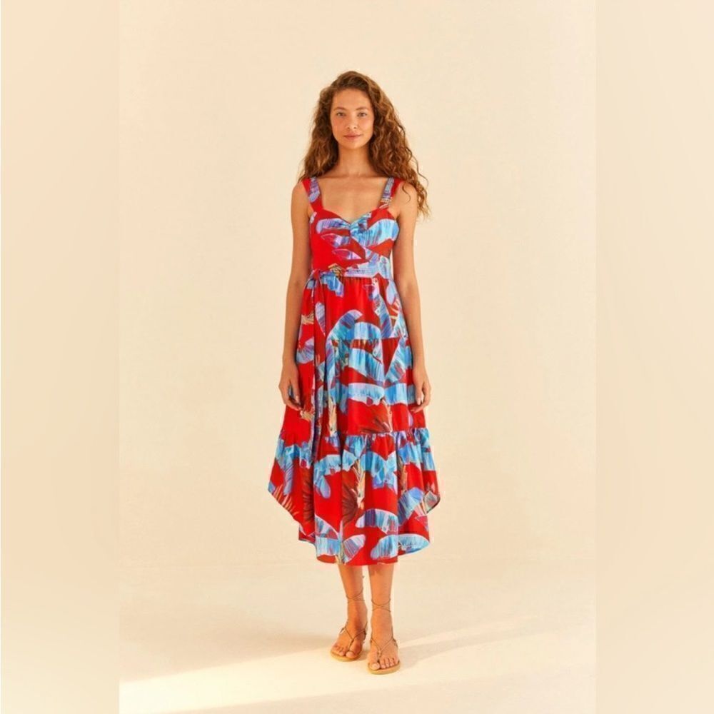 FARM RIO Red Sweet Jungle Midi Dress NWT $240 - Picture 3 of 9